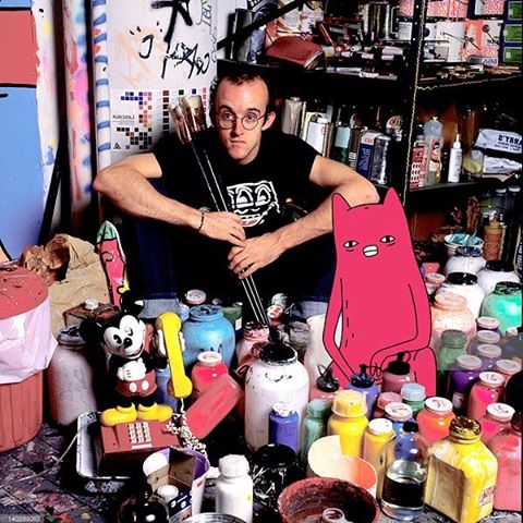 Abel and Keith Haring in studio